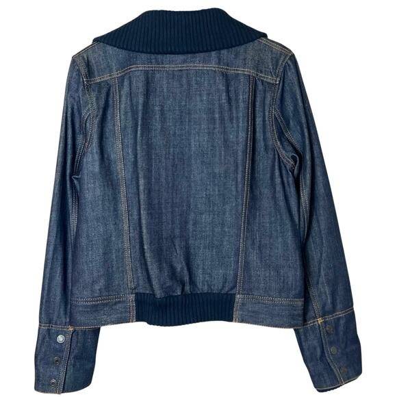 Vintage Y2K Gap Full Zip Denim Jean Jacket Ribbed Collar Women's Medium - Picture 8 of 9